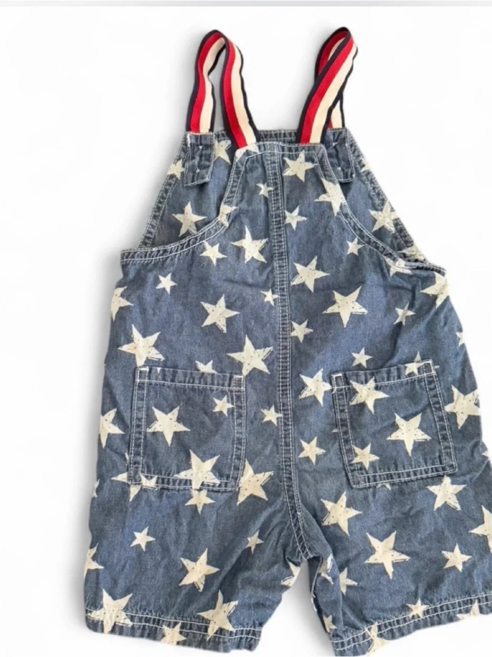 Tommy Hilfiger Star-Print Denim Short Overalls - Blue & Cream